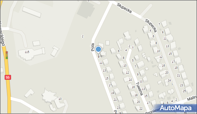 Malbork, Pola Wincentego, 9, mapa Malborka