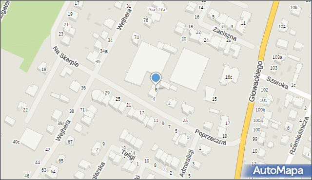 Malbork, Poprzeczna, 6, mapa Malborka