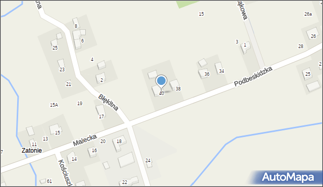 Malec, Podbeskidzka, 40, mapa Malec