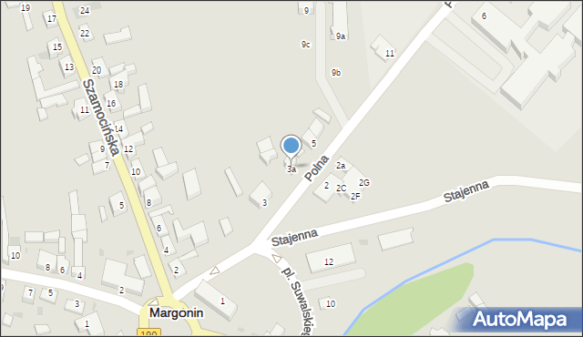 Margonin, Polna, 3a, mapa Margonin