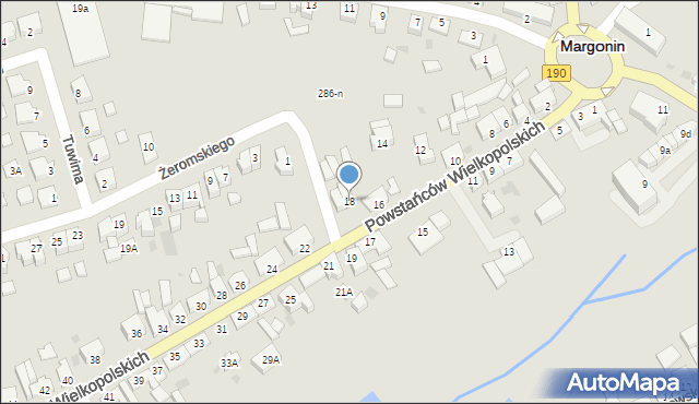 Margonin, Powstańców Wielkopolskich, 18, mapa Margonin