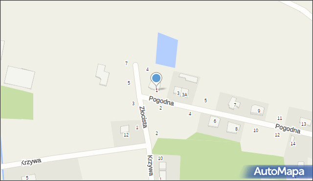 Marysin, Pogodna, 1, mapa Marysin