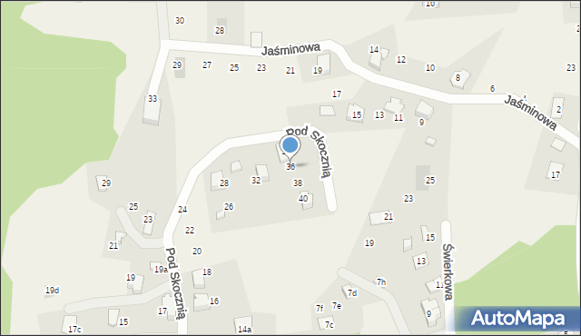 Meszna, Pod Skocznią, 36, mapa Meszna