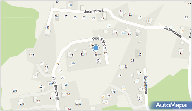 Meszna, Pod Skocznią, 38, mapa Meszna
