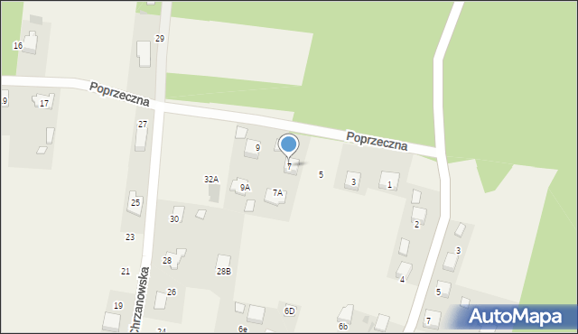 Mętków, Poprzeczna, 7, mapa Mętków