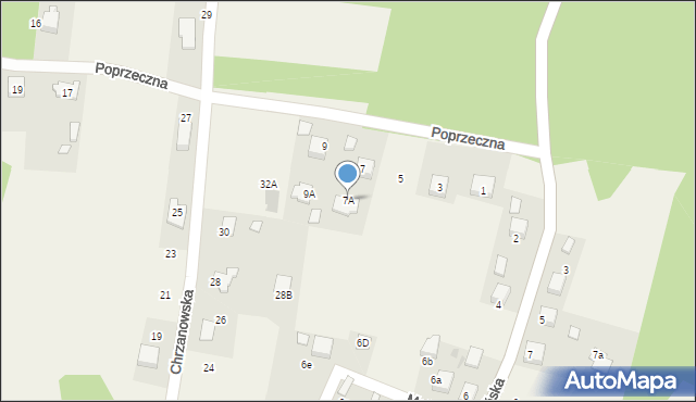 Mętków, Poprzeczna, 7A, mapa Mętków