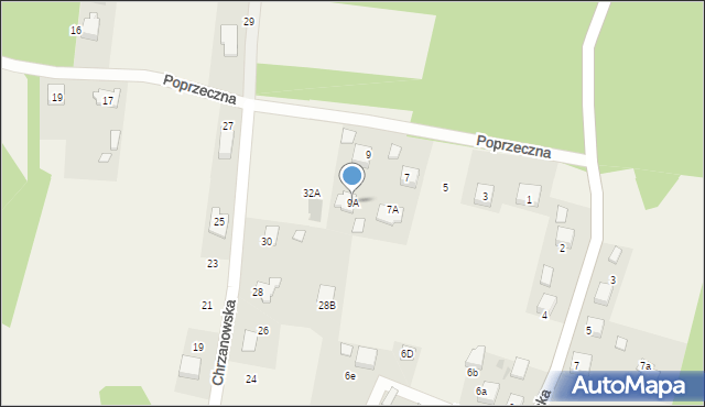 Mętków, Poprzeczna, 9A, mapa Mętków