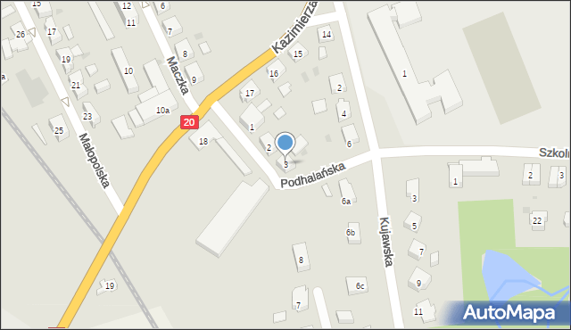 Miastko, Podhalańska, 3, mapa Miastko