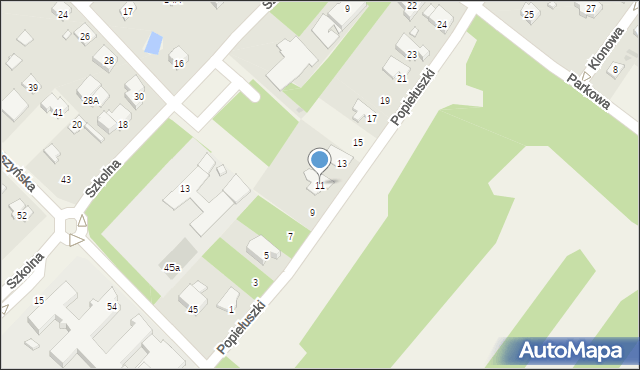 Michałowice, Popiełuszki Jerzego, bł. ks., 11, mapa Michałowice