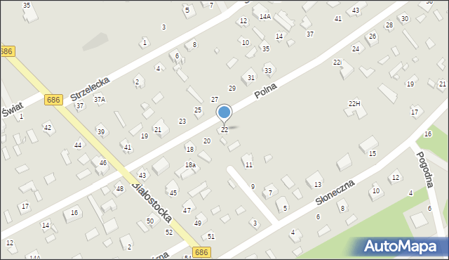 Michałowo, Polna, 22, mapa Michałowo