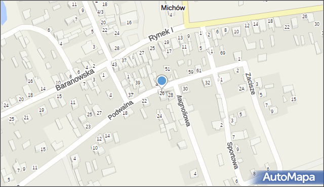 Michów, Podwalna, 26, mapa Michów