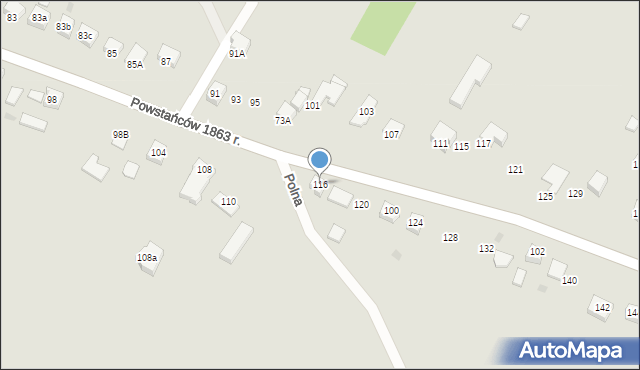 Miechów, Powstańców 1863 r., 116, mapa Miechów