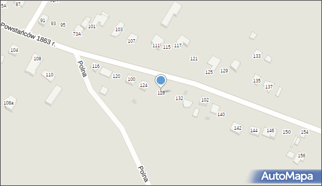 Miechów, Powstańców 1863 r., 128, mapa Miechów