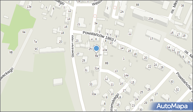 Miechów, Powstańców 1863 r., 6a, mapa Miechów