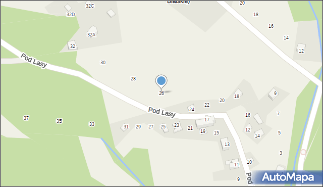 Międzybrodzie Bialskie, Pod Lasy, 26, mapa Międzybrodzie Bialskie
