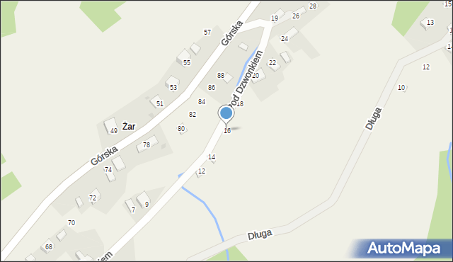 Międzybrodzie Żywieckie, Pod Dzwonkiem, 16, mapa Międzybrodzie Żywieckie