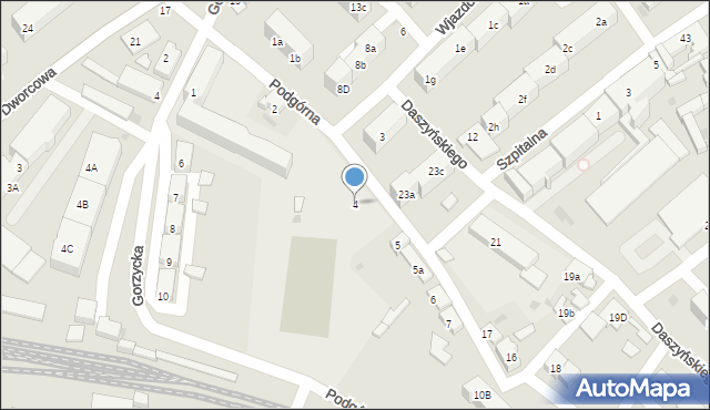 Międzychód, Podgórna, 4, mapa Międzychód