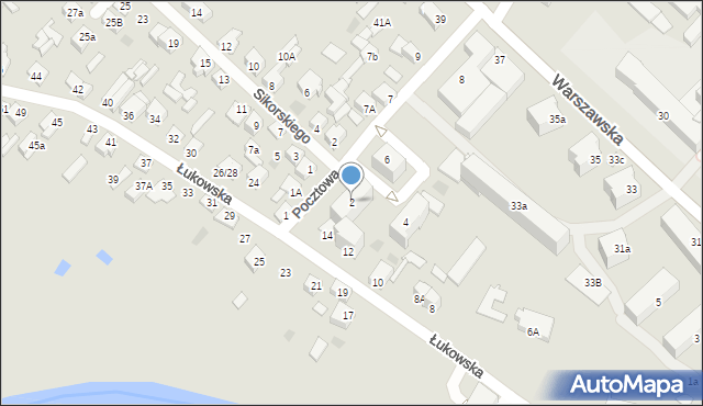 Międzyrzec Podlaski, Pocztowa, 2, mapa Międzyrzec Podlaski