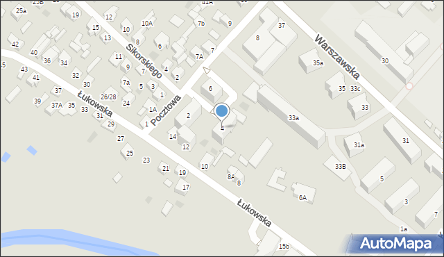 Międzyrzec Podlaski, Pocztowa, 4, mapa Międzyrzec Podlaski