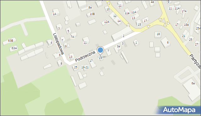 Międzyrzec Podlaski, Podrzeczna, 13, mapa Międzyrzec Podlaski