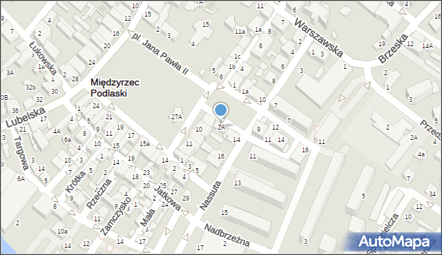 Międzyrzec Podlaski, Poprzeczna, 2A, mapa Międzyrzec Podlaski