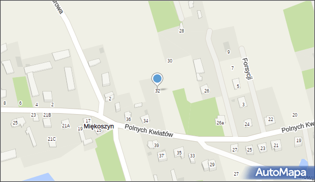 Miękoszynek, Polnych Kwiatów, 32, mapa Miękoszynek