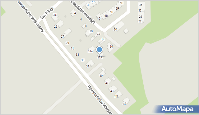 Mielec, Powstańców Warszawy, 37A, mapa Mielca