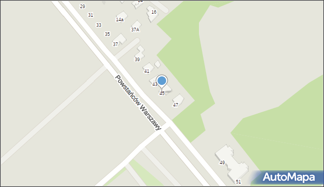 Mielec, Powstańców Warszawy, 45, mapa Mielca