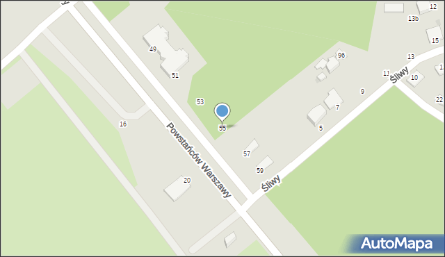 Mielec, Powstańców Warszawy, 55, mapa Mielca