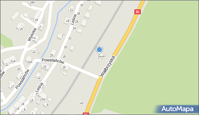 Mieroszów, Powstańców, 27, mapa Mieroszów