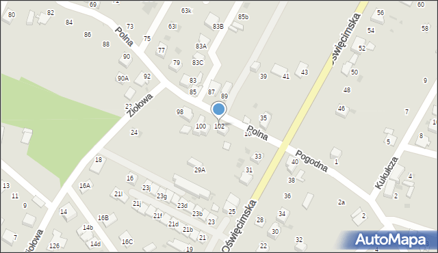 Mikołów, Polna, 102, mapa Mikołów