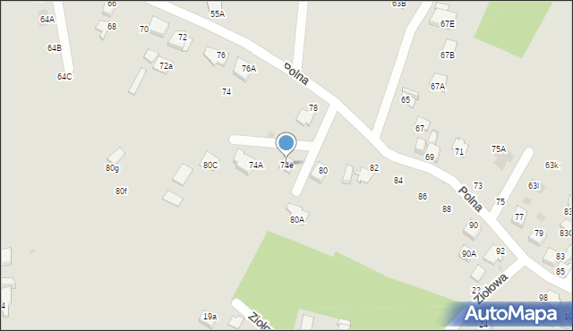 Mikołów, Polna, 74e, mapa Mikołów