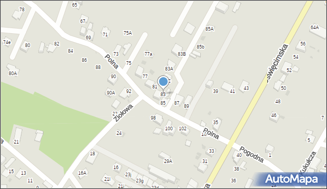 Mikołów, Polna, 83, mapa Mikołów