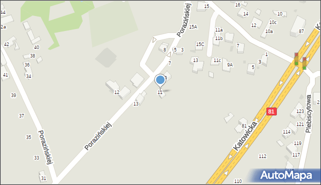 Mikołów, Porazińskiej Janiny, 11, mapa Mikołów