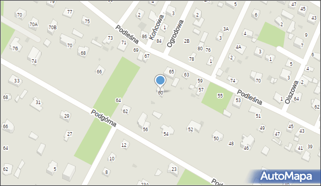 Milanówek, Podgórna, 60, mapa Milanówek