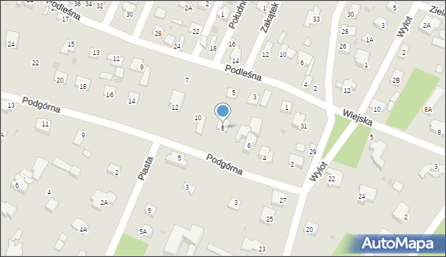 Milanówek, Podgórna, 8, mapa Milanówek