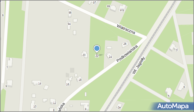 Milanówek, Podkowiańska, 22, mapa Milanówek