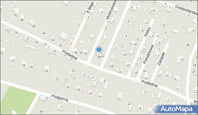 Milanówek, Podleśna, 30, mapa Milanówek