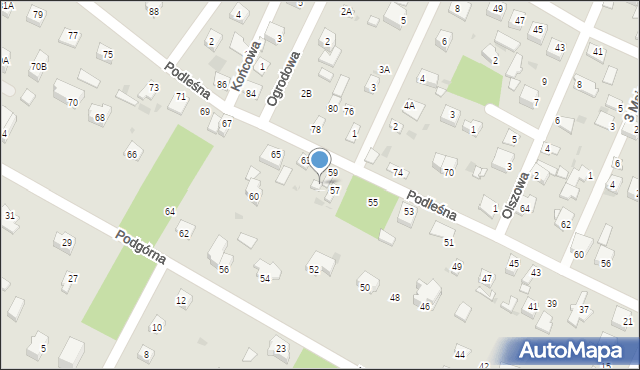 Milanówek, Podleśna, 61, mapa Milanówek