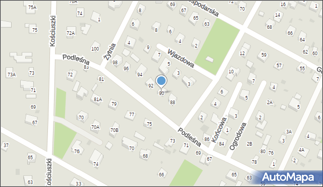 Milanówek, Podleśna, 90, mapa Milanówek