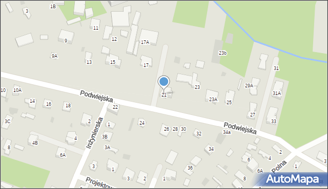 Milanówek, Podwiejska, 21, mapa Milanówek