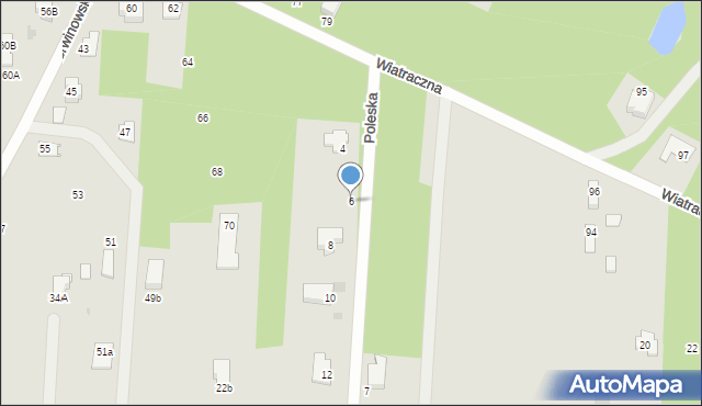 Milanówek, Poleska, 6, mapa Milanówek