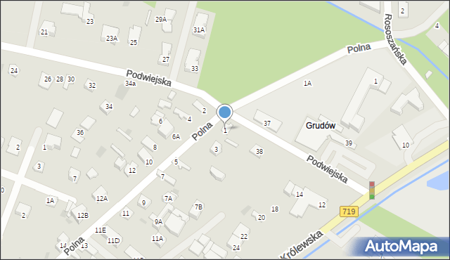 Milanówek, Polna, 1, mapa Milanówek