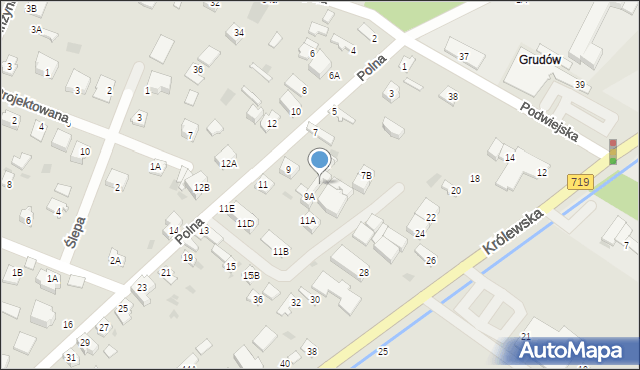 Milanówek, Polna, 9B, mapa Milanówek