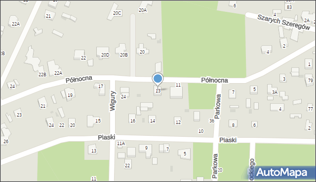 Milanówek, Północna, 13, mapa Milanówek