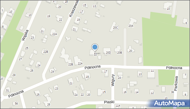 Milanówek, Północna, 22, mapa Milanówek