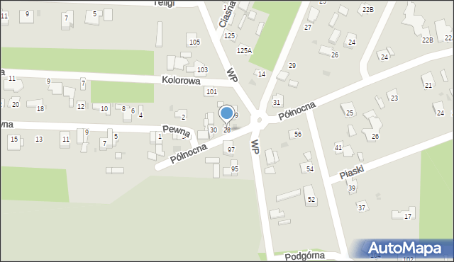 Milanówek, Północna, 28, mapa Milanówek