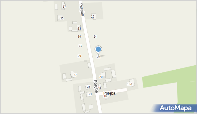 Miłków, Poręba, 22, mapa Miłków