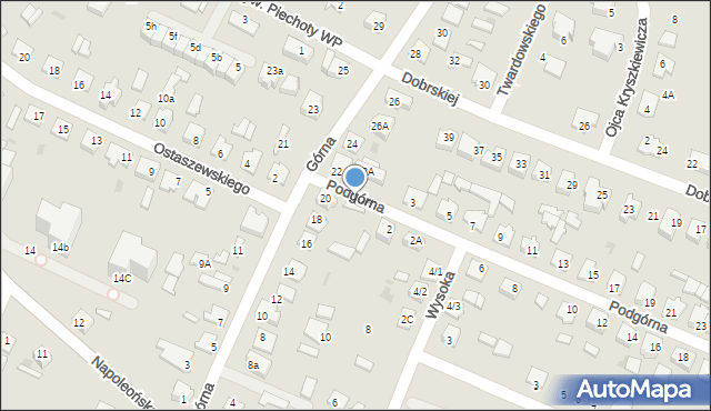 Mława, Podgórna, 2b, mapa Mława