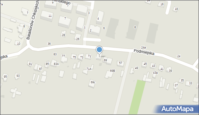 Mława, Podmiejska, 69/2, mapa Mława